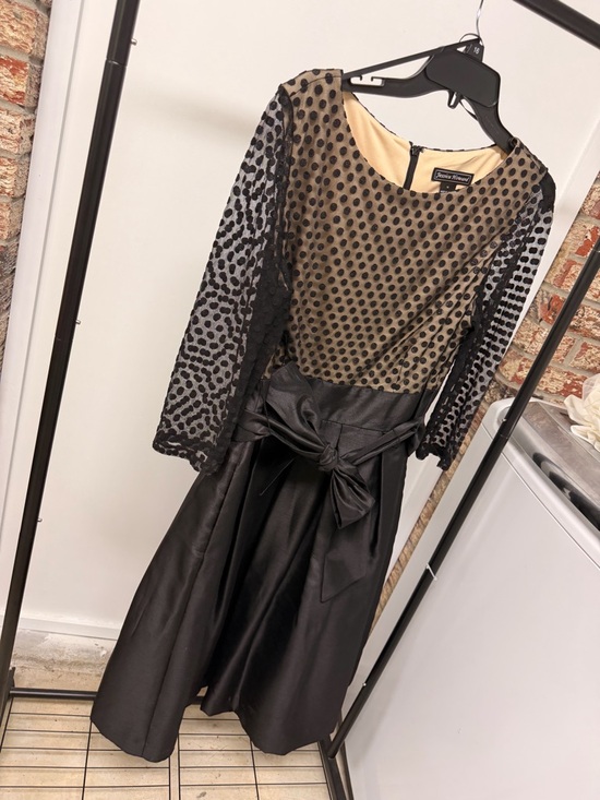 Jessica Howard Dresses & Skirts - Jessica Howard Black Polka Dot Mesh Dress Size 14